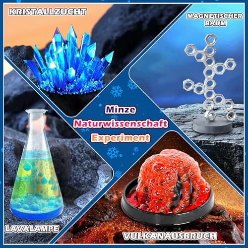 Experimente Adventskalender 2025 Kinder - 24-tägiger Weihnachtskalender mit Kristalle Züchten, Edelsteinen,Chemie-Sets | STEM Lernspielzeug ab 4-6-8-12 Jahre für Jungen Mädchen | Geschenk Idee