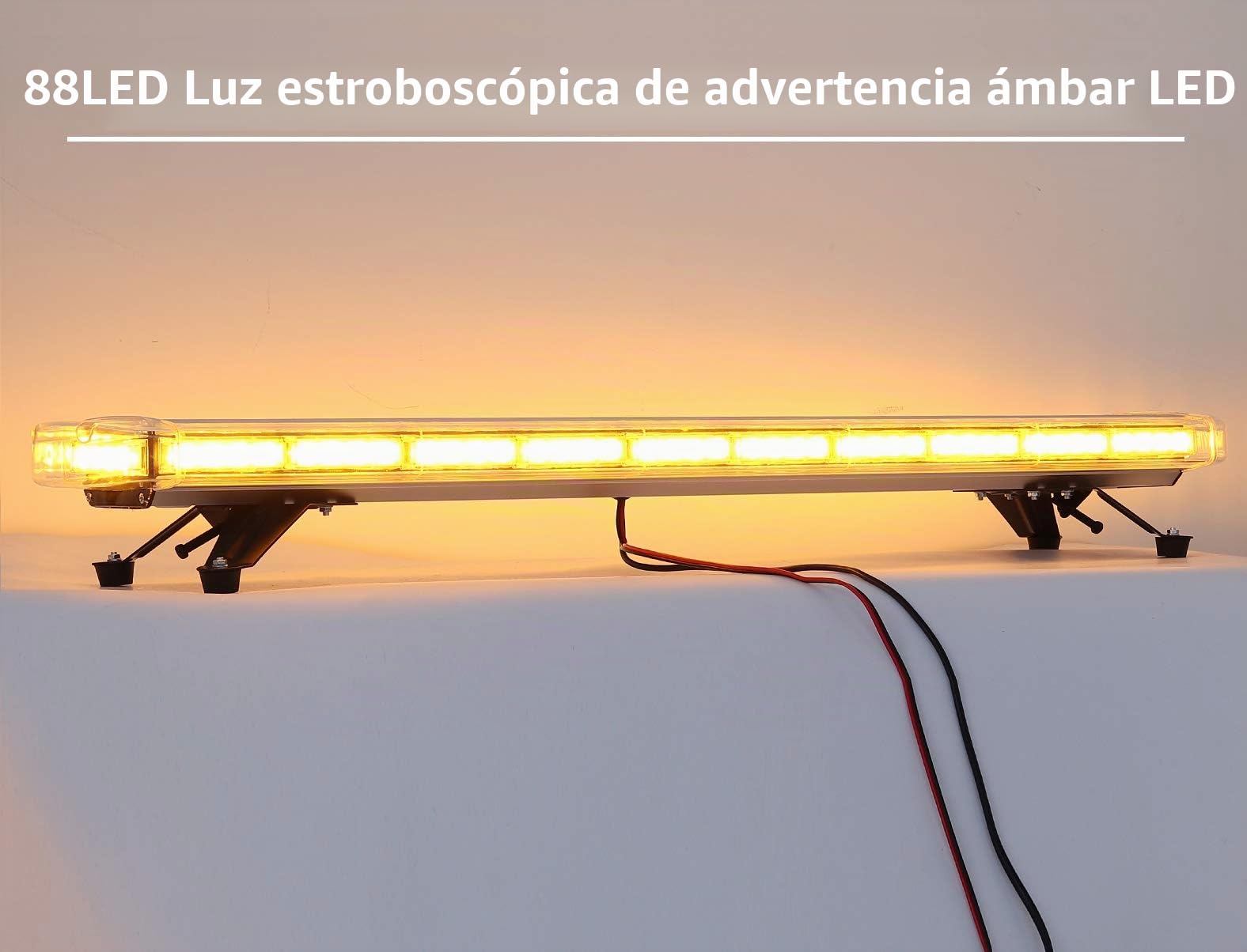 Justech 88LED Luz Emergencia del Coche 88W Luz de Advertencia del Estroboscópico 21Modos de Flash LED Ámbar Impermeable Interruptor de Control de Pantalla Digital para 12V24V Vehículo Remolque Camión