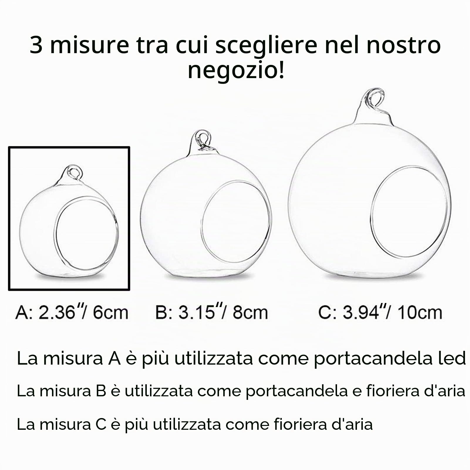 Nuptio 24 Pezzi Portacandele Vetro Appendere Globo 6cm Diametro, Ornamenti Appendere per Lumini Matrimonio Natale Halloween Regali Fai Te per Casa, Giardino Esterno