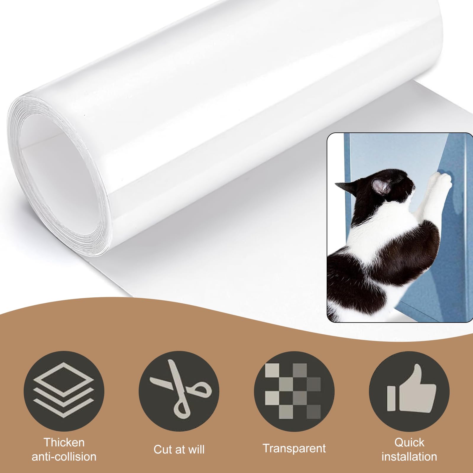 Sofa Protectors from Pets, 30cm*5m Transparent Free Cutting Anti Scratch Furniture Protector, Plastic Sofa Cover - Image 3