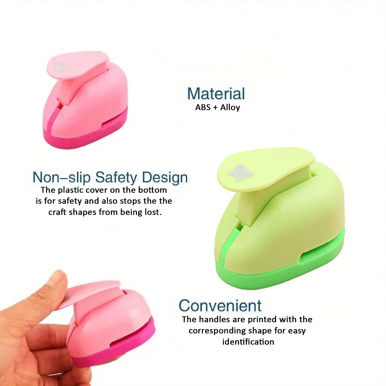 Paper Punch Set, Paper Punches for Crafts, 3Pcs Hole Punch, Hole Puncher, Small & Mini Hole Punch with Cute, Durable - Image 2