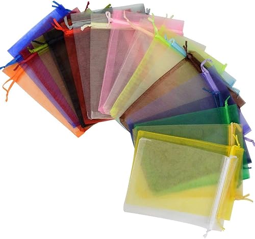 Miniatura 2 de 50 bolsas de organza de 3.54 x 4.33 pulgadas (3.5 x 4.3 in) de satén con cordón de organza, bolsa de regalo para boda, fiesta, bolsa de regalo, 10