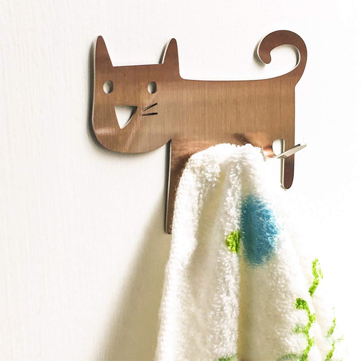Toallero 3 Ganchos Adhesivos Ganchos para Toallas Ganchos Autoadhesivos para Albornoz 2 Ganchos Ganchos Decorativos de Pared Creativos para Gatos Toalleros de Acero Inoxidable Ganchos
