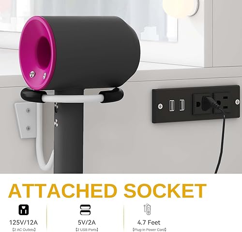 Miniatura 3 de DWVO juego de mesa de tocador con espejo iluminado y taburete, escritorio de maquillaje con enchufes y 4 cajones, elegante mesa de vestir