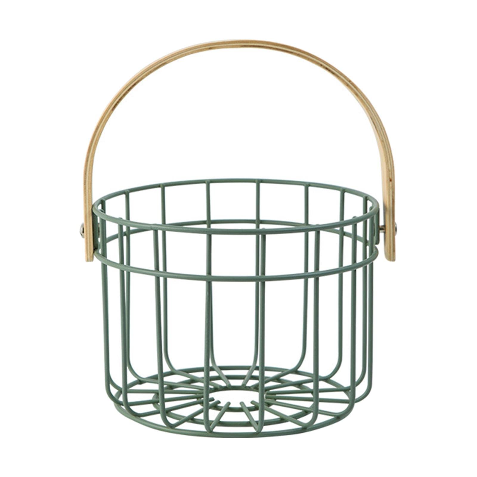 Metal Wire Egg Basket for Collecting Chicken Eggs Holder Green L