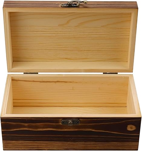 Miniatura 3 de KUMGROT Caja de madera con tapa con bisagras, caja de regalo vintage para escribir, almacenamiento de madera maciza hecha a mano para fotos, joyas,