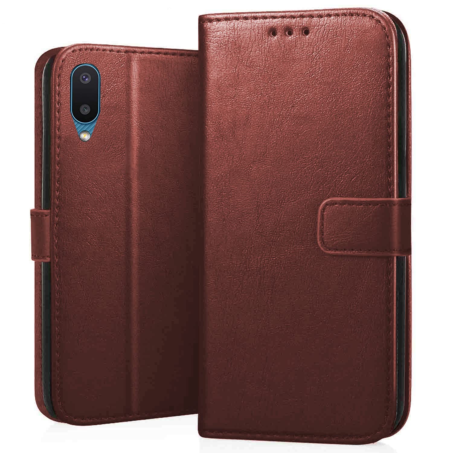 CEDO Samsung Galaxy M02 (4G) Flip Cover | Leather Finish | Inside Pockets & Inbuilt Stand | Shockproof Wallet Style Magnetic Closure Back Case Flipcover (Brown) (B08W566654) Amazon Price History, Amazon Price Tracker