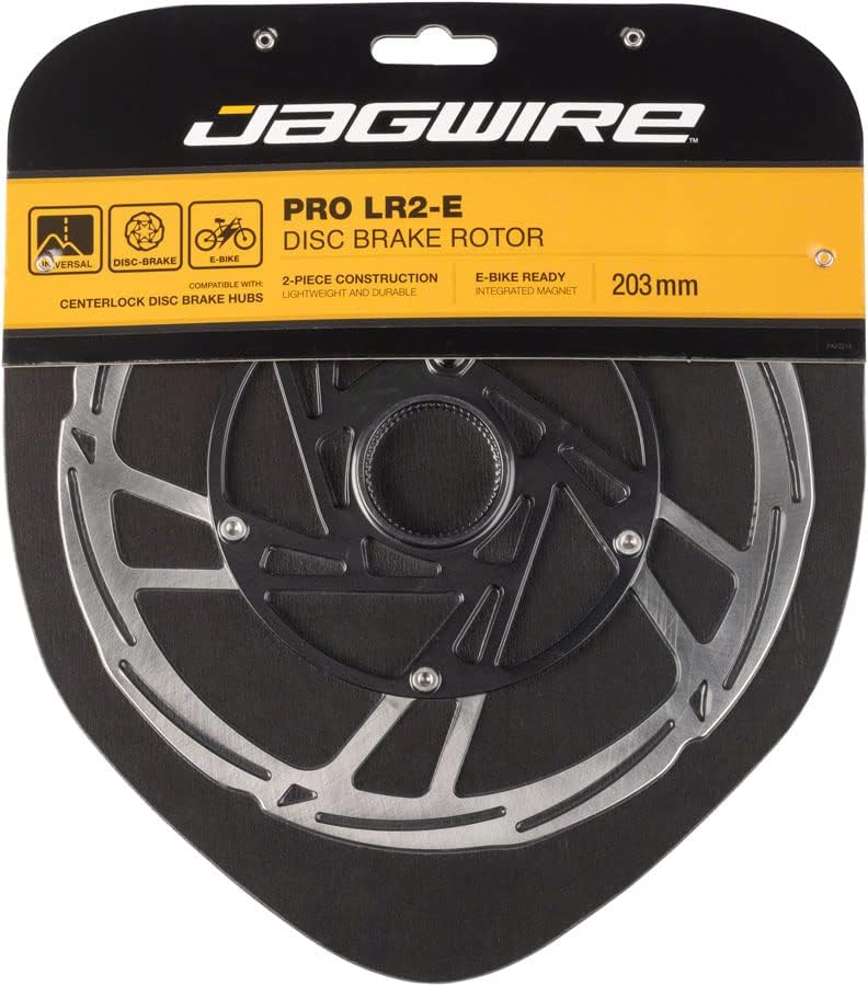Jagwire Pro LR2-E Ebike Disc Brake Rotor w/Magnet 203mm, Ctr.Lock, Silver/Black