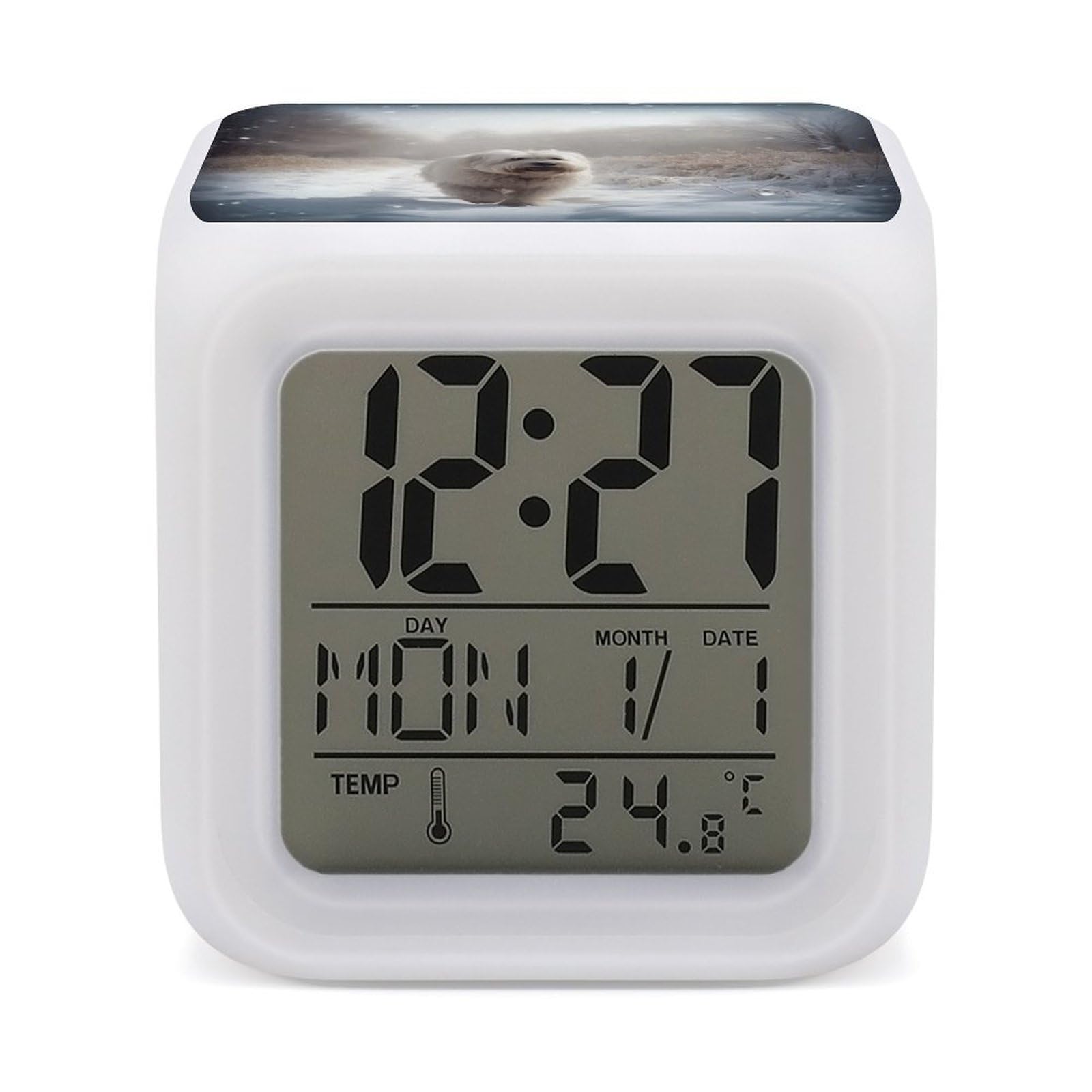 Reloj despertador digital con 7 colores de luz nocturna para regalo infantil de cumpleaños