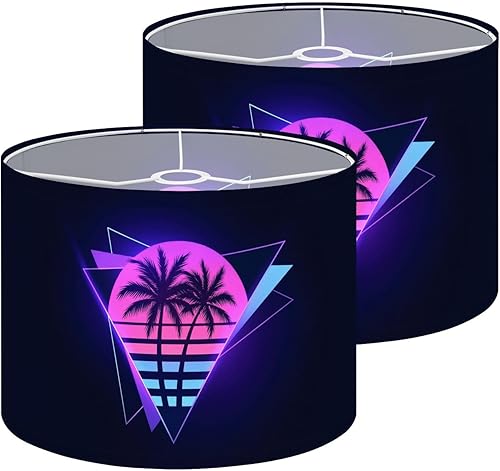 Lampshades Lamp Shades set of 2 Retrowave synthwave vaporwave aesthetic vintage 80 s gradient colored Light Shade for Table Lamps Floor Lamps Drum