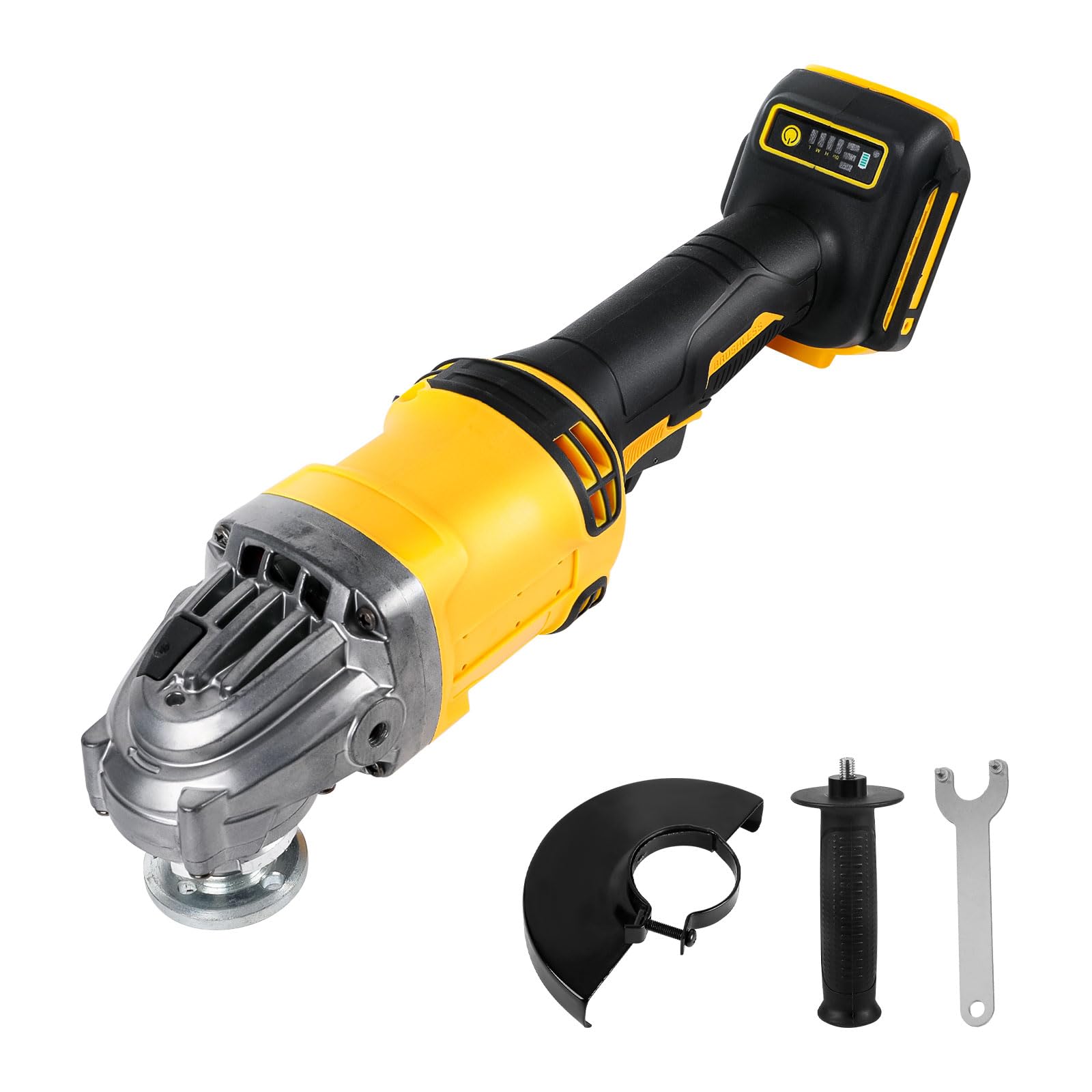 Cordless Angle Grinder Compatible with Dewalt 20V Battery, 10000 RPM Brushless Motor, 3 Variable Speed, 125 mm Angle Grinder Tool for Grinding Cutting Polishing (Tool Only)