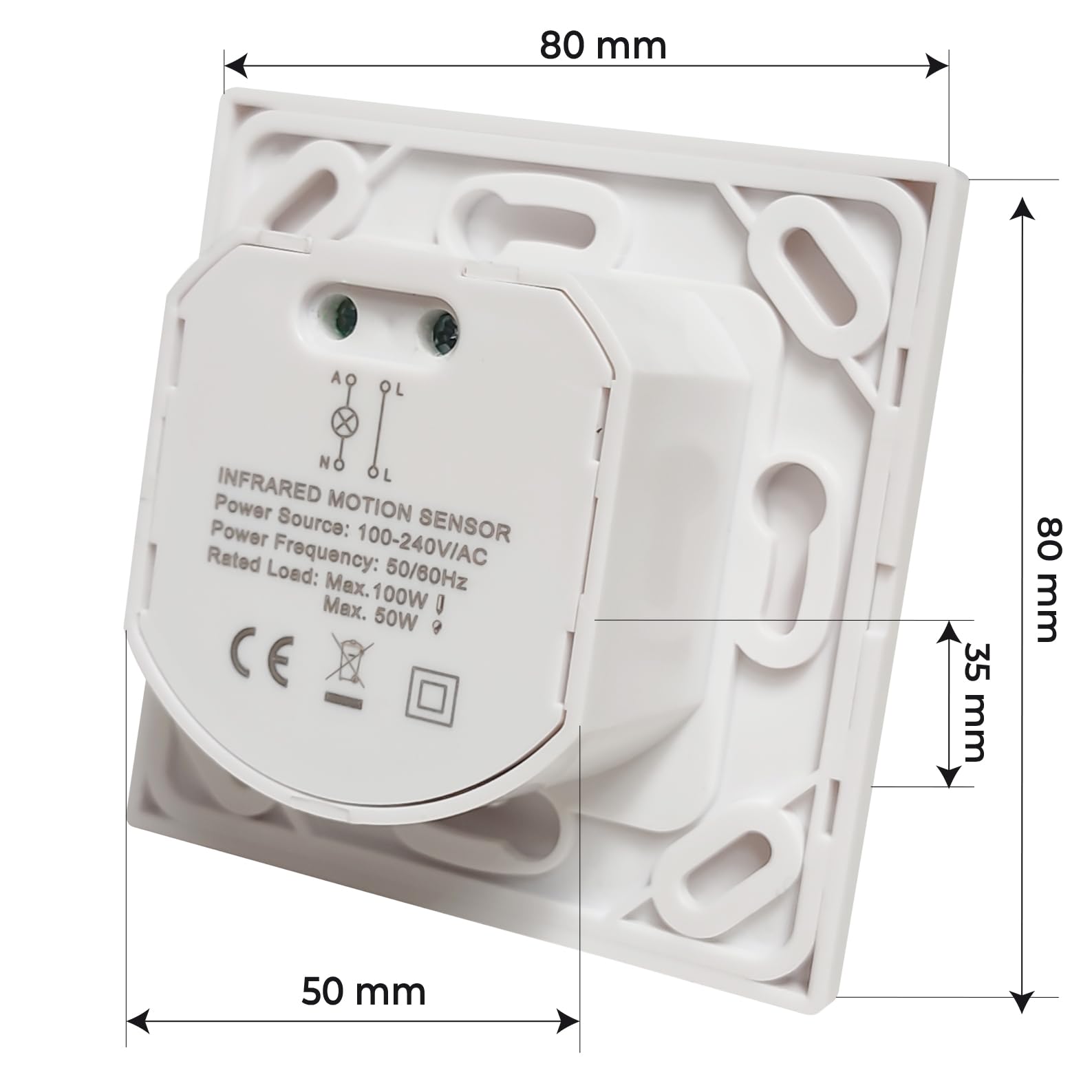 LED ATOMANT 5X Detector de Movimiento Empotrable con Sensor Luminico | Alcance 10m, Sensor luminico regulable, Medidas Standard compatibles Caja Pared