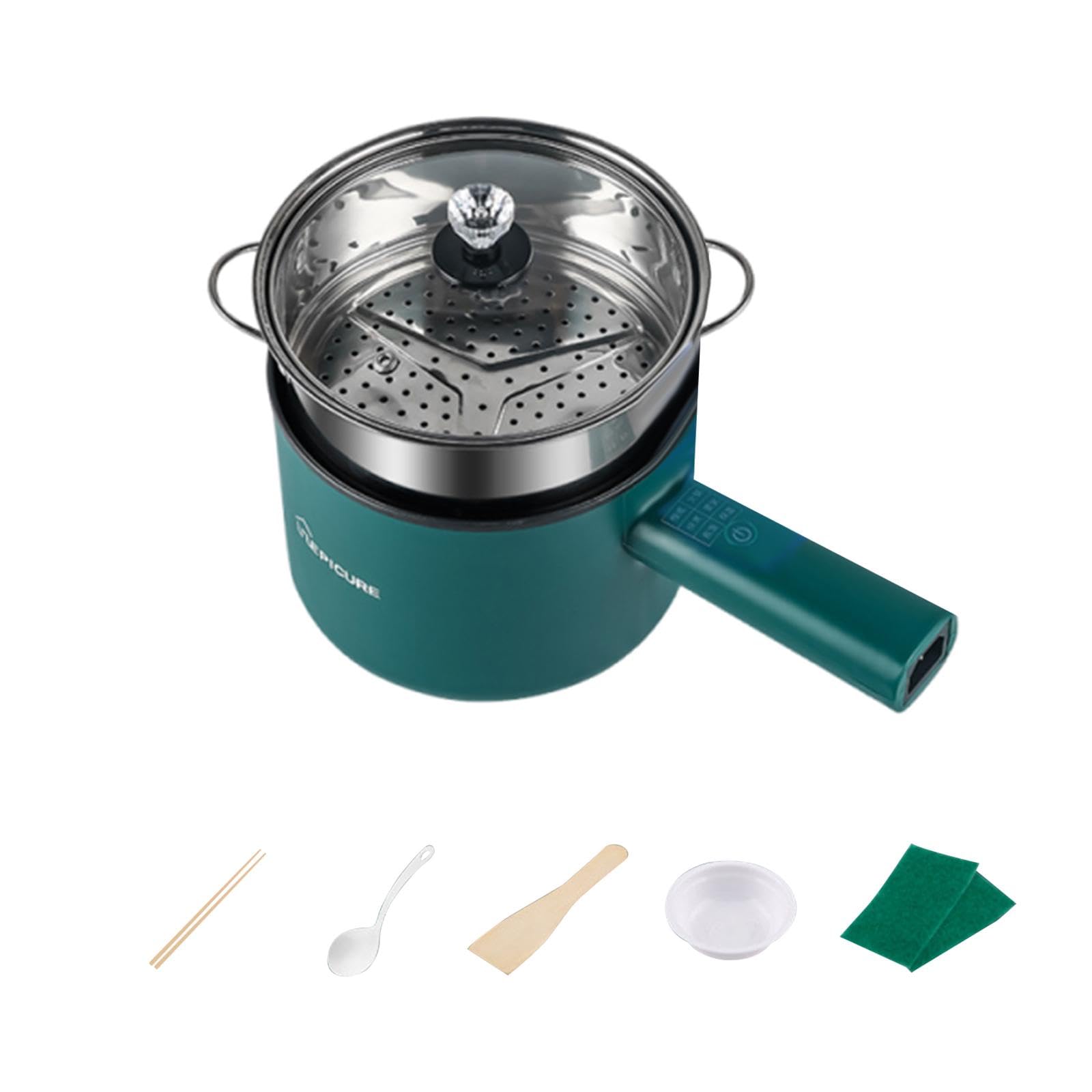 ECOMISTIQ®Electric Hot Pot Small Electric Pot for Pasta for Shabu Shabu Steak Dumpling Green with Steamer|Home & Garden|Kitchen Dining & Bar|Small Kitchen Appliances|Electric Skillets-picture-35