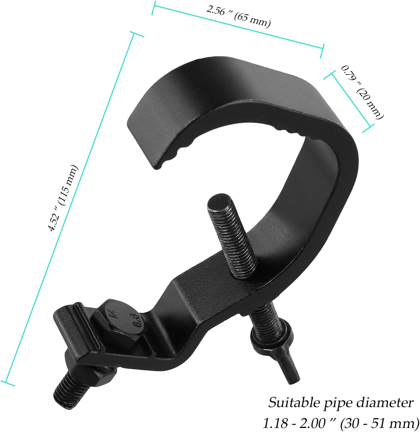 20 PCS Stage Light Clamp, Aluminum Alloy Truss Clamps Fit 1.2-2 inch OD Pipe for DJ Lighting Spot Lights, Black