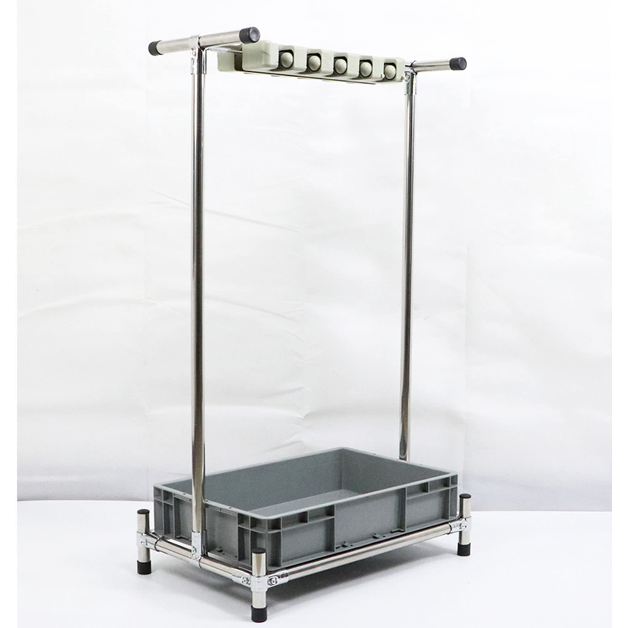 Movable Floor Standing Mop Broom Holder,Commercial Stainless Steel Mop Rack, Cleaning Supplies Organizer,Garden Tool Storage,Umbrella Stand,Put Wet Mops,5 Slots,for Garage,Schools,Hospitals,Factories