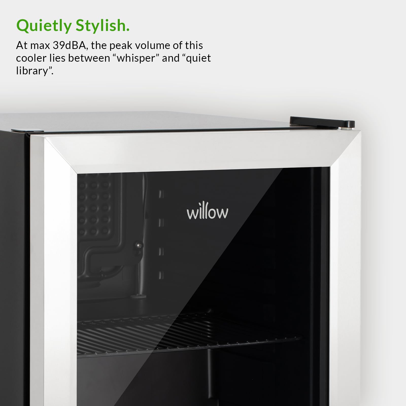 Willow WBC48SS 48L Table Top Beverage Cooler with Triple Glazed Glass Door, Adjustable Thermostat, 2 Years Warranty – Stainless Steel — view 4