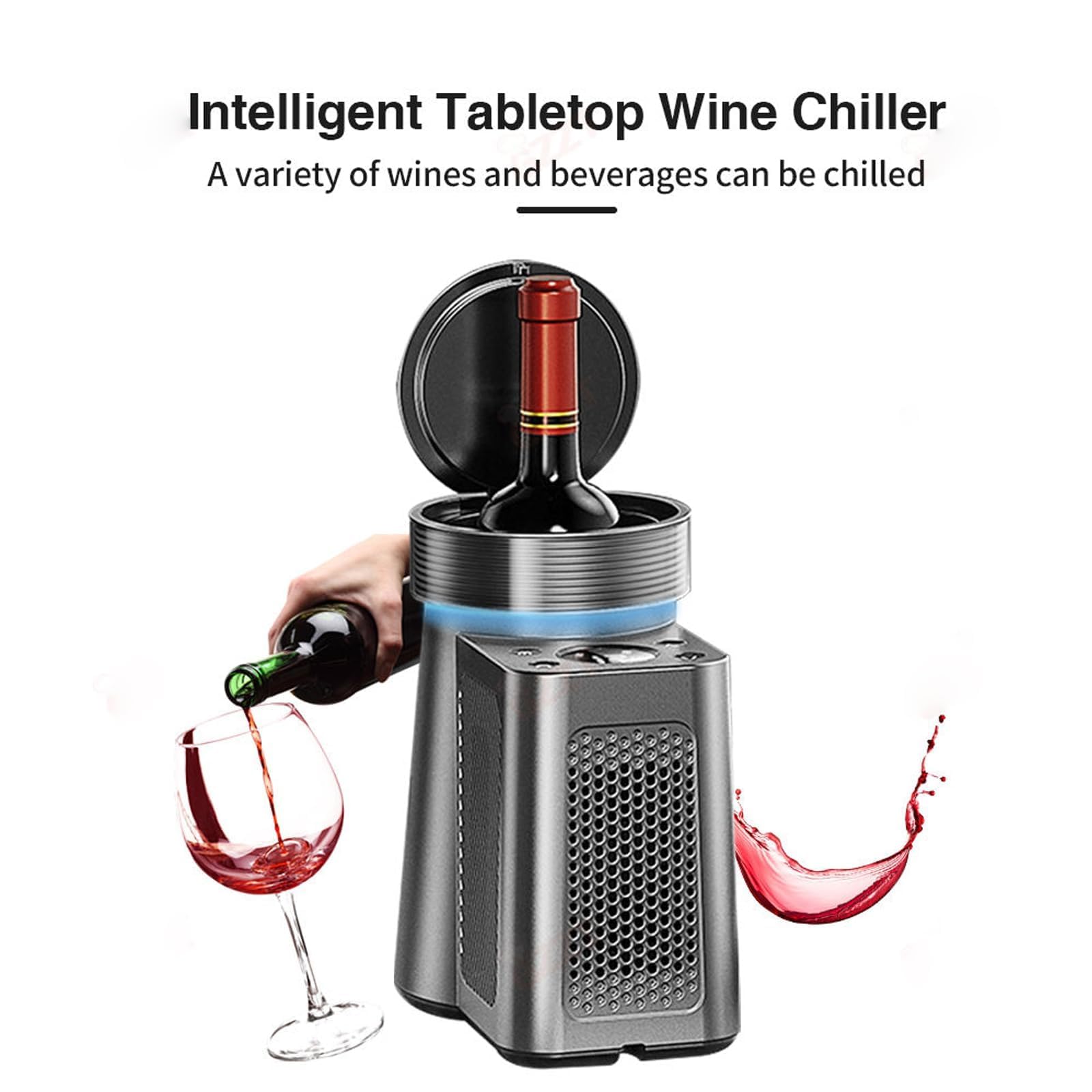 Elektrischer Wein- & Champagnerkühler - Tragbarer Flaschenkühler 0-20°C Einstellbar mit LED-Anzeige für 750ml Flaschen, Perfekt für Partys