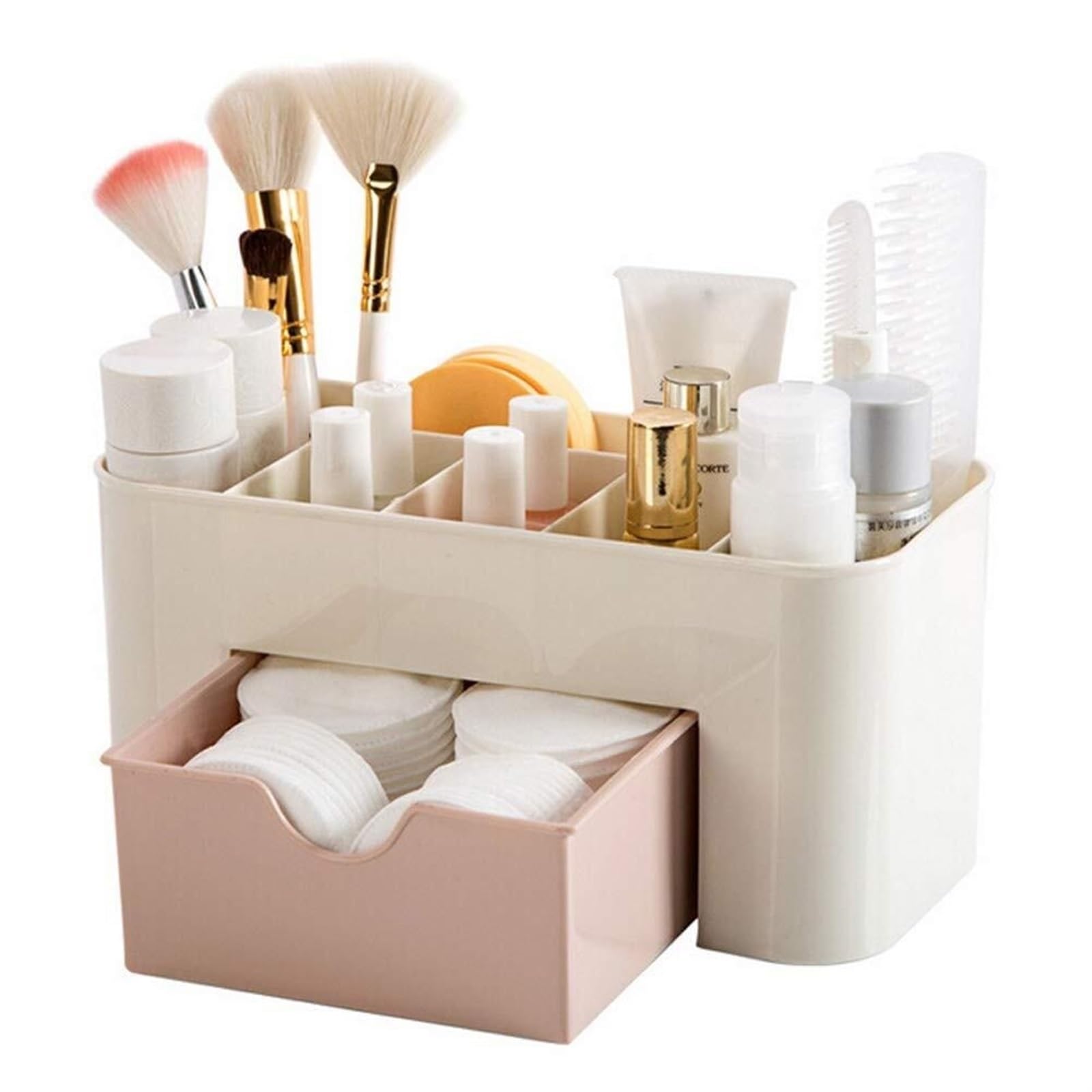 Kosmetik Aufbewahrungsbox Make-up-Box Organizer Nagellack Ohrring Kunststoff Aufbewahrungsbox Home Desktop Organizer Für Schlafzimmer(Pink)