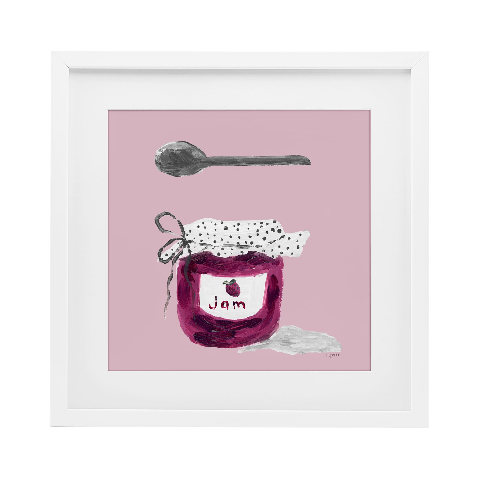 Stupell Industries 'Jam Jar over Blush' - Impresión enmarcada debajo del cristal, blanco, 13 x 13 pulgadas