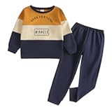 Toddler Kid Boy Clothes Colorblock Sweatshirt Contrast Sideseam Sweatpants 2PC Outfit Set