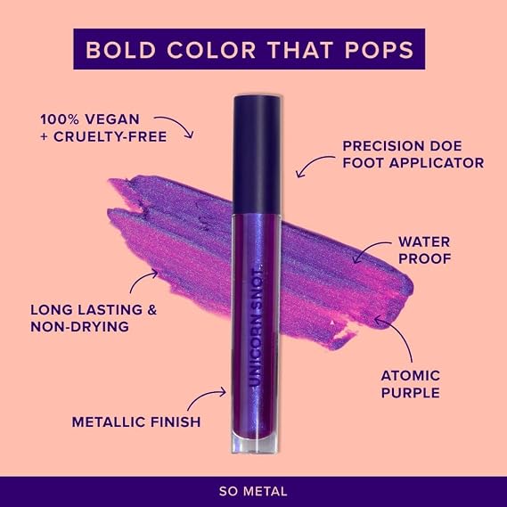 UNICORN SNOT Glitter Gel & Glitter Liquid Metal Lip Paint Bundle - Makeup for Festivals, Raves, Anime Cosplay - Safe for Face, Easy Application & Removal (Ultraviolet & Boom)