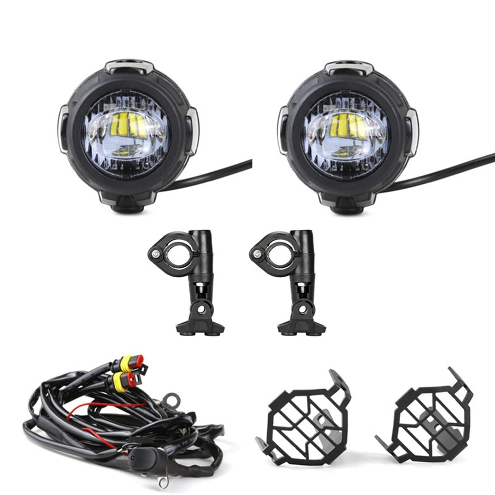 Pair Universal Motorcycle LED Auxiliary Fog Light Assemblie Driving Lamp 40W Headlight Fit For BMW K1600 R1200GS ADV(Section A)