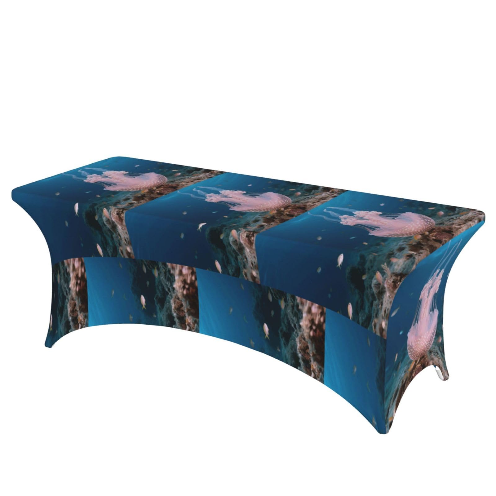 LMNGH Jellyfish Decorative Tablecloth Protector for Wedding, Banquet & Parties6FT Spandex Rectangle Tablecloths, Stretch Washable Table Cloth Wrinkle Free Patio Table Cover