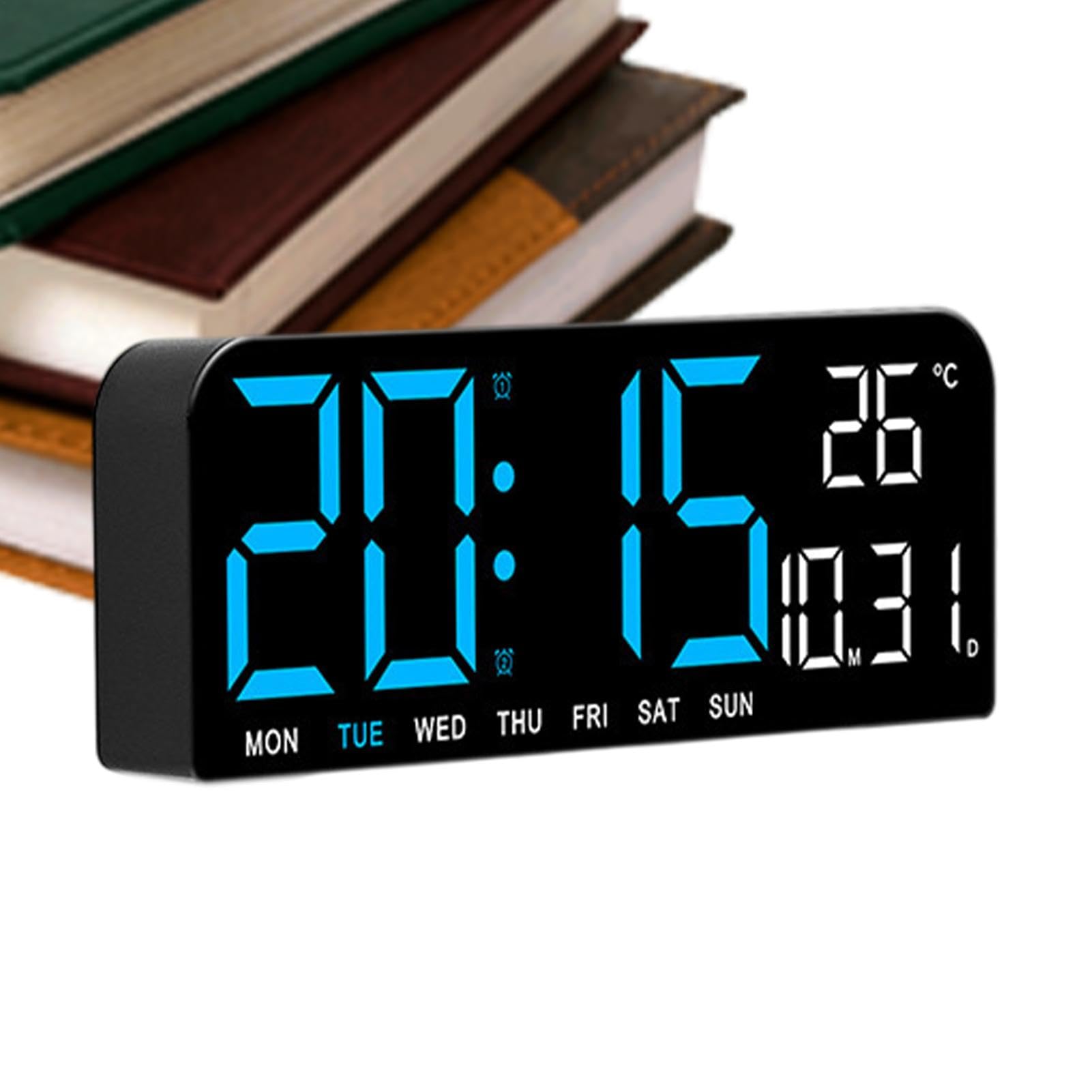 Horloge numérique murale avec thermomètre et réveil LED de chevet