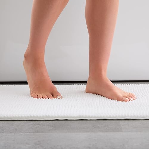 Miniatura 7 de Linenspa Tapete de baño de chenilla, antideslizante, absorbente de agua, de secado rápido, lavable a máquina, tapete de baño para baño, artículos