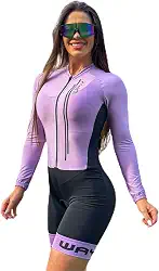 Macaquinho de Ciclismo Feminino Forro em Gel Manga Longa Lilás