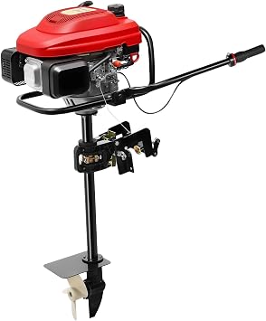 4 Stroke 7.5 HP Outboard Motor, 200cc Single Cylinder Gas Boat Engine for Fishing, 3.5KW Heavy Duty Fishing Boat Motor with Air Cooling System Aquaculture Fishing Boat, Motorboat and Inflatable Boat