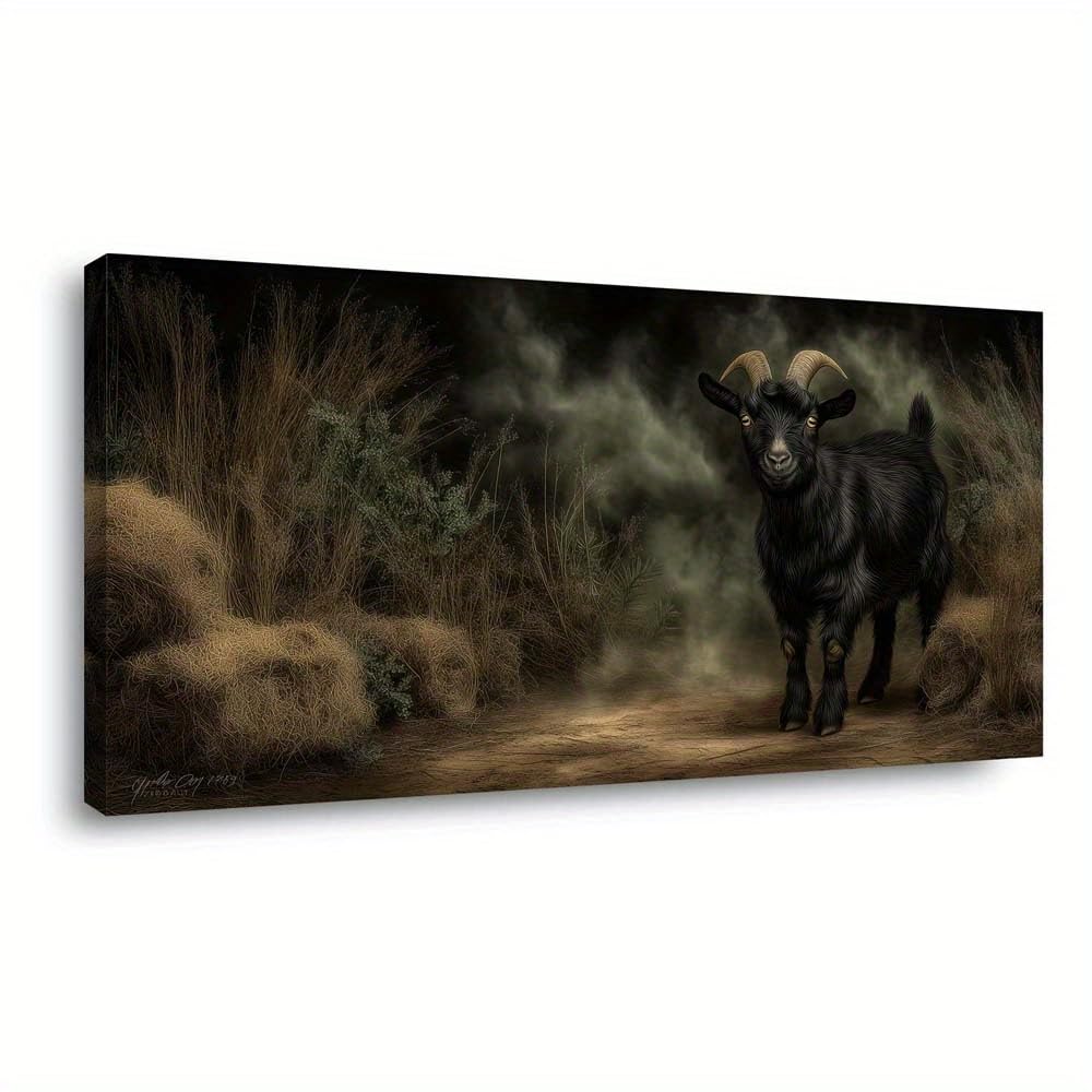 CWZBFEH Modern Wall Art Black Goat Abstract Canvas Painting Home Decor, for Living Room, Bathroom(20x40cm/No frame)