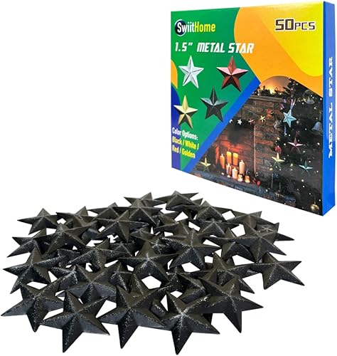 50 estrellas de metal de 1.5 pulgadas, estrella de granero para decoración del hogar, decoración de pared colgante para casa, arte de pared vintage