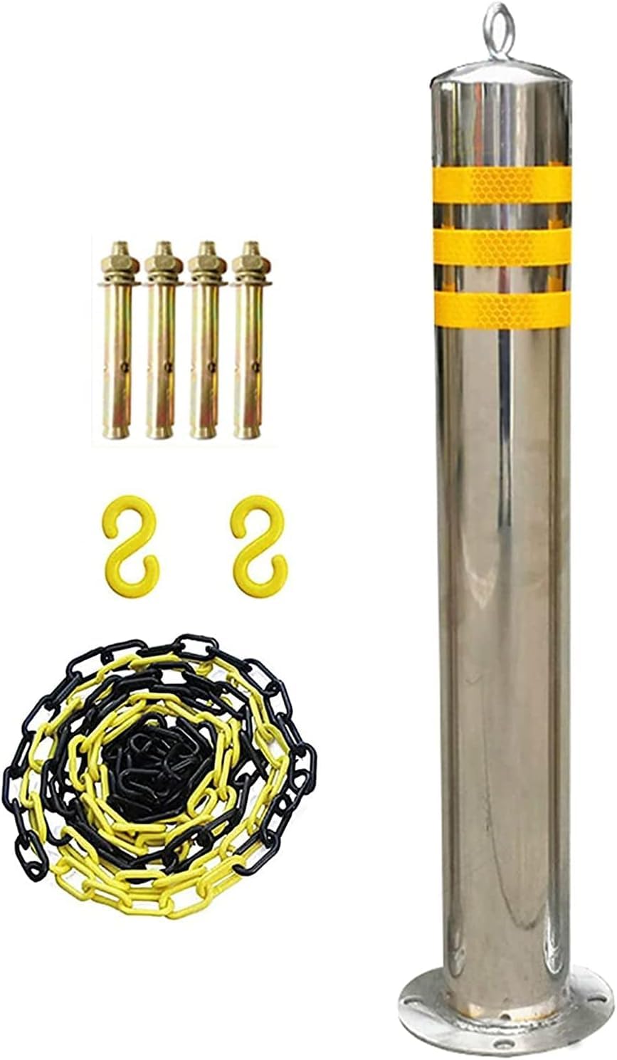 CukUJH Parking Guardrails Security Parking Bollard Post Parking Posts for Driveways Reflective Parking Bollards for Driveway Stainless Steel Traffic Cones(650x76mm/25.5x3in)