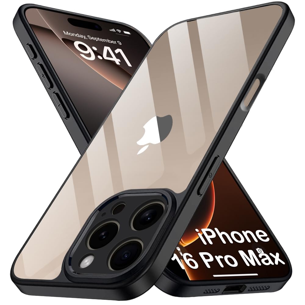 TheGiftKart Ultra-Hybrid Crystal Clear Back Cover Case for iPhone 16 Pro Max | Slim Fit Shockproof Design | Camera Protection Bump | Transparent Back Cover Case for iPhone 16 Pro Max (Black Bumper) (B0DFHBMC7Z) Amazon Price History, Amazon Price Tracker
