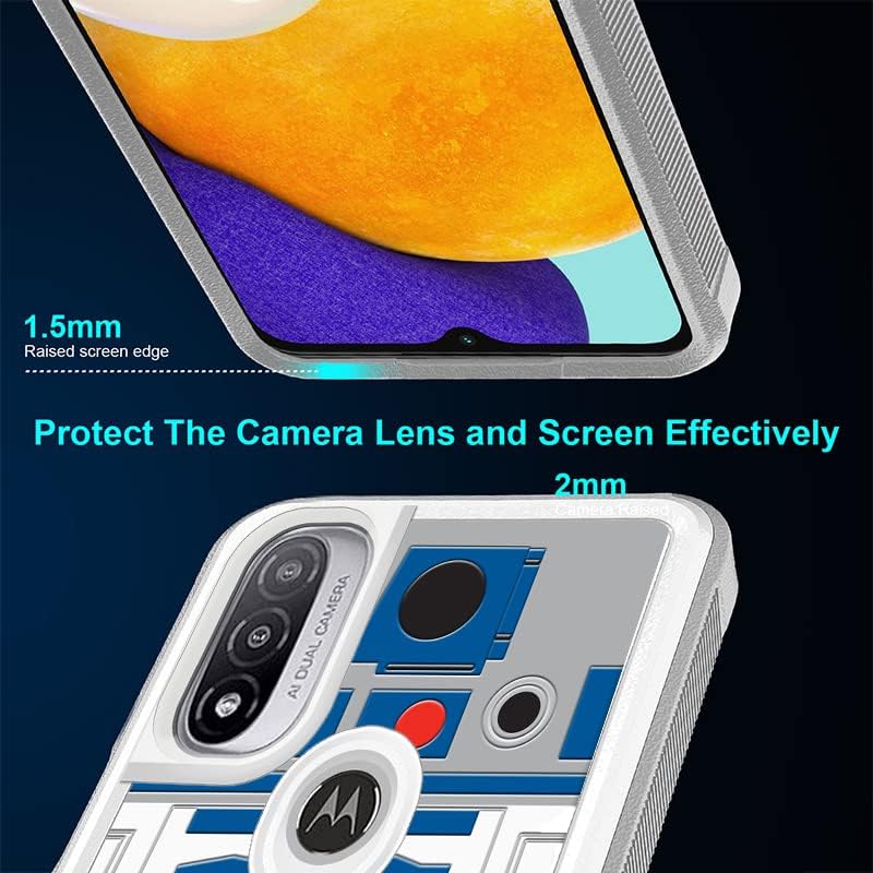 Miniatura 5 de Para Moto E20/Moto E30/Moto E40, patrón de robot absorción de golpes PC duro e interior de silicona híbrida de doble capa Armor Defender caso