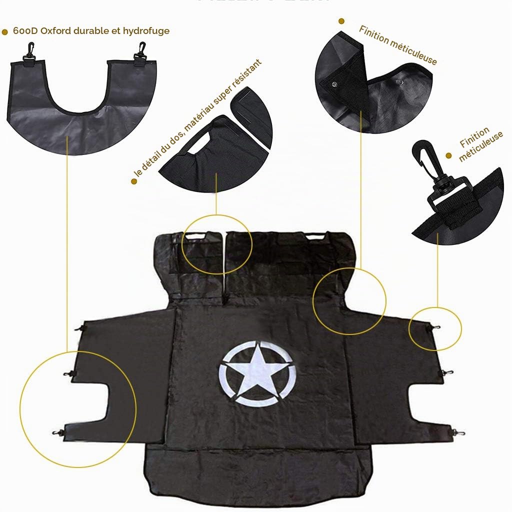 PSLER® Tapis de Coffre Housse de Siège pour Chien étanche avec Hamac pour Wrangler JK 2007-2017 et pour Wrangler JL 2018-2023