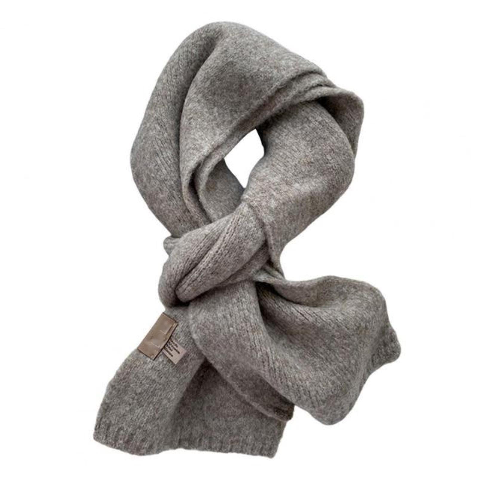 Fashion Solid Warm Cashmere Scarf for Women Winter Design Knitted Neckercheif Thick Woolen Yarn Shawl Neck Wrap