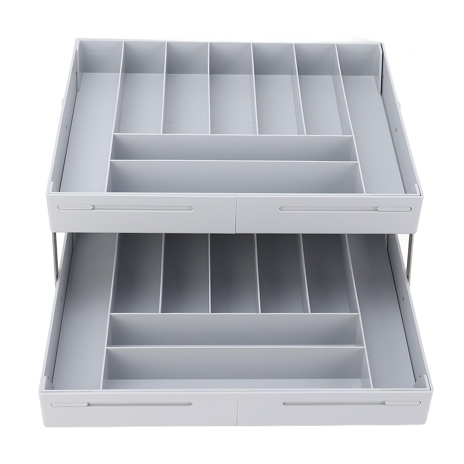 Extra großer und hoher Schubladenorganisator, 2 -Tier -Smart Expungable Desk Organizer, Multi -Level -Junk -Schubladenorganisator für Make -up, Schmuck, Schreibtisch, (Grau)