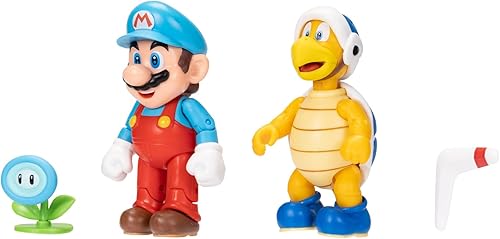 Miniatura 3 de Super Mario Ksruee - Figura de Nintendo de 4 pulgadas, paquete de 2 Ice Mario & Fire Hammer Bro