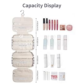 Narwey Hanging Toiletry Bag for Women Travel Makeup Bag Organizer Toiletries Bag for Travel Size Essentials Accessories Cosmetics (Grayish Blue Checkerboard (Medium))