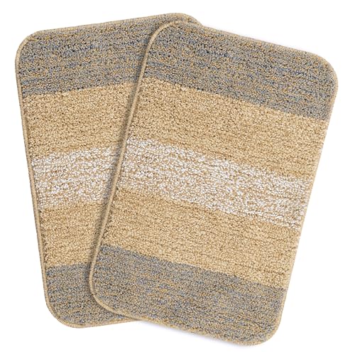 Image of Saral Home Soft Microfiber Anti-Skid Bath Mat Pack of 2 (Taupe, 35X50 cm)