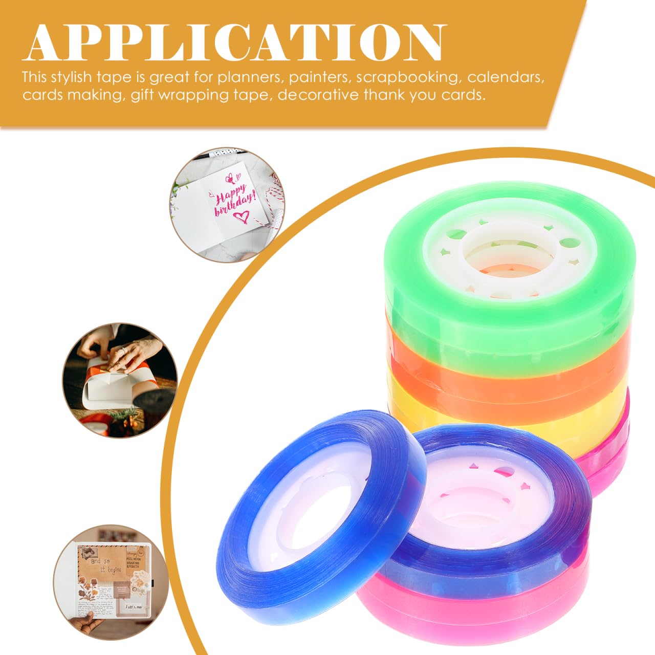 Operitacx Farbiges Transparentes Klebeband 12 Rollen 0.31 Zoll Breite Kreatives Washi Tape Für Scrapbooking Diy Bastelprojekte Geschenkdekoration