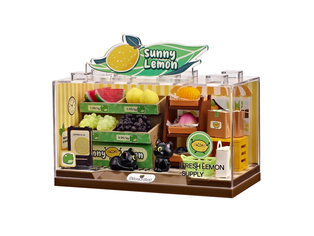 I-TOTAL® - Shop in a Box Creative Kit DIY Miniature 3D Build and Collect Stores Pastel Style, Model with Decorative Details (53 Pieces) Gift Idea (Fruit Store)