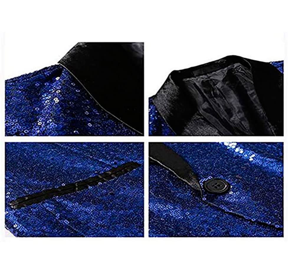 Veste à revers châle à paillettes pour homme, coupe régulière, smoking à simple boutonnage