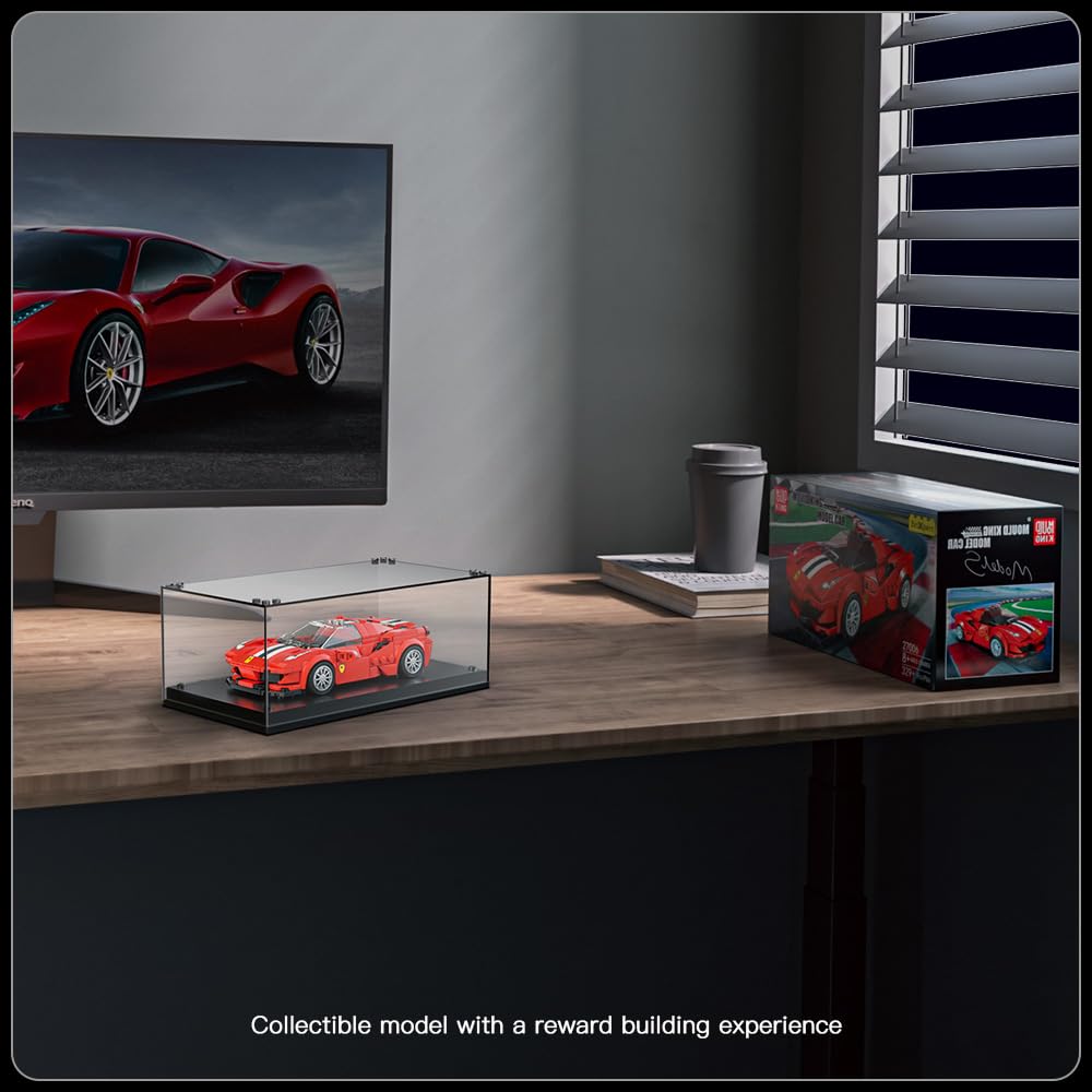 Mould King 27068 Set Mattoncini Auto Da Corsa 488 - 358 Pezzi Con Vetrina Acrilica Antipolvere - Modello Da Collezione Per Adulti E Ragazzi +8 Anni