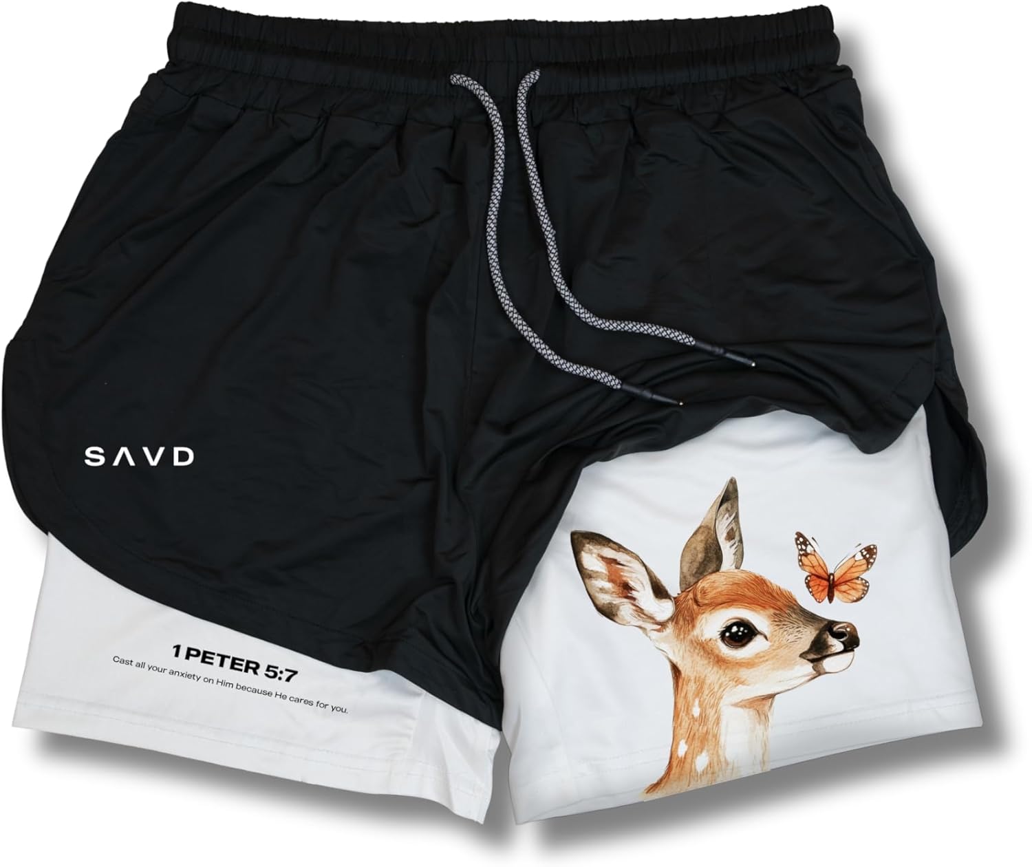 SAVD Christian Performance Shorts - Girls' Gym & Sport Shorts with Pockets & Compression Liner, Bible Verse Activewear