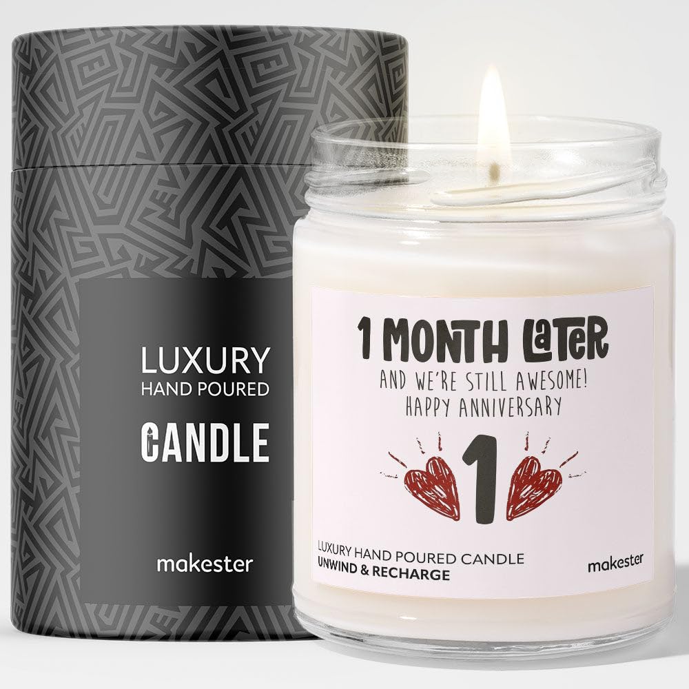 Gift for One Month Anniversary - Luxury Soy Wax Candle - Vanilla, Jasmine, Sugared Almond - Makester โ image 1