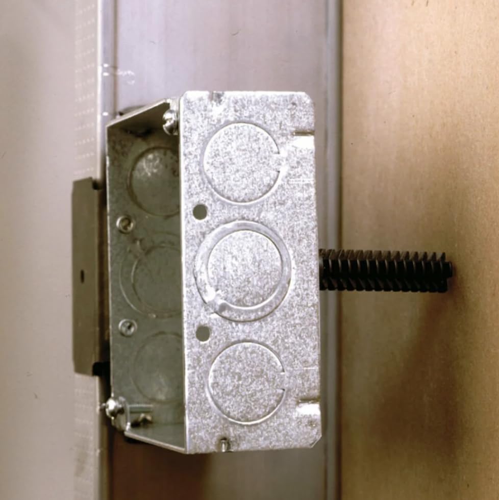 Electrical 4" x 4" Metal Box Stud Bracket for Metal Stud 4" Square Box 2-1/8" Deep with MC Cable Connector and Metal Stud Bracket with Box Stabilizer BE-243 (24)