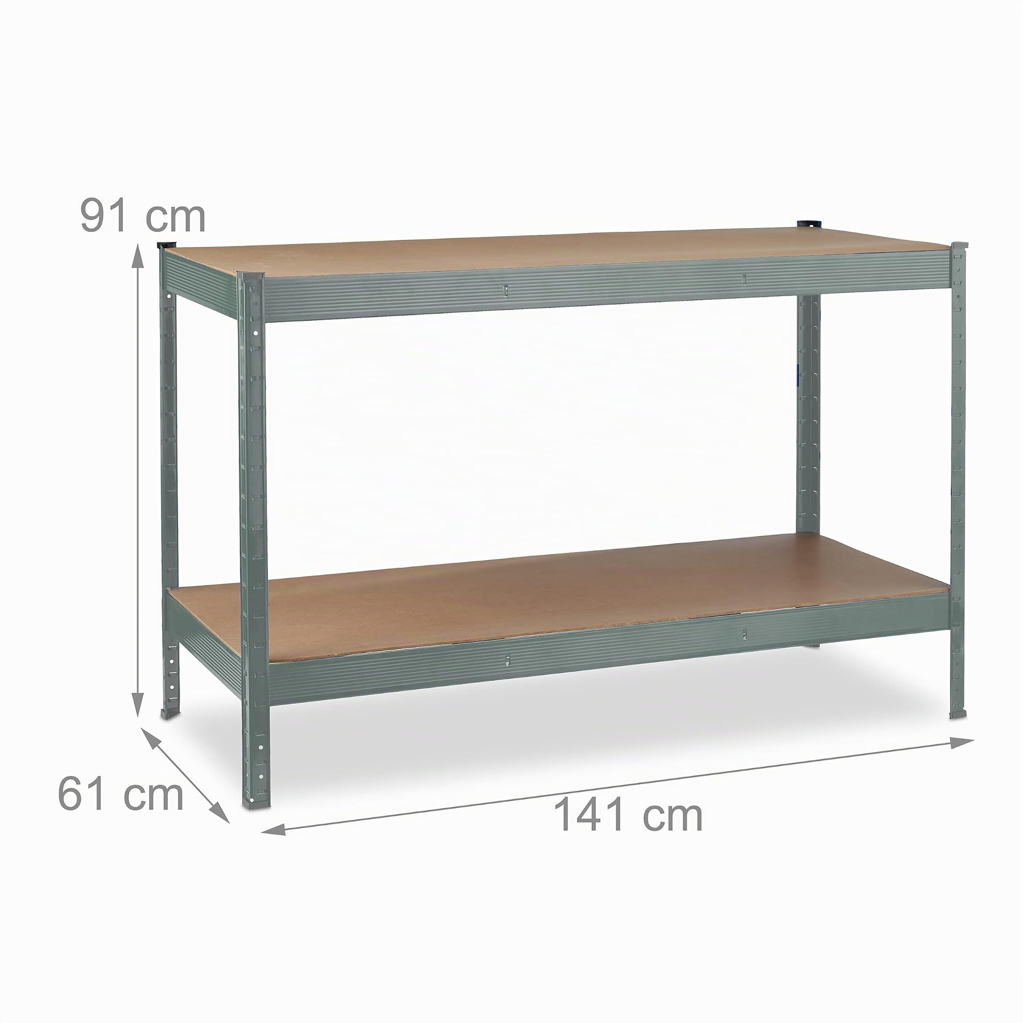 Relaxdays Werkbank, 600 kg, Werktisch, HBT: 91x141x61 cm, 2 verstellbare Ebenen, Werkstatt Regal Stahl & MDF, anthrazit